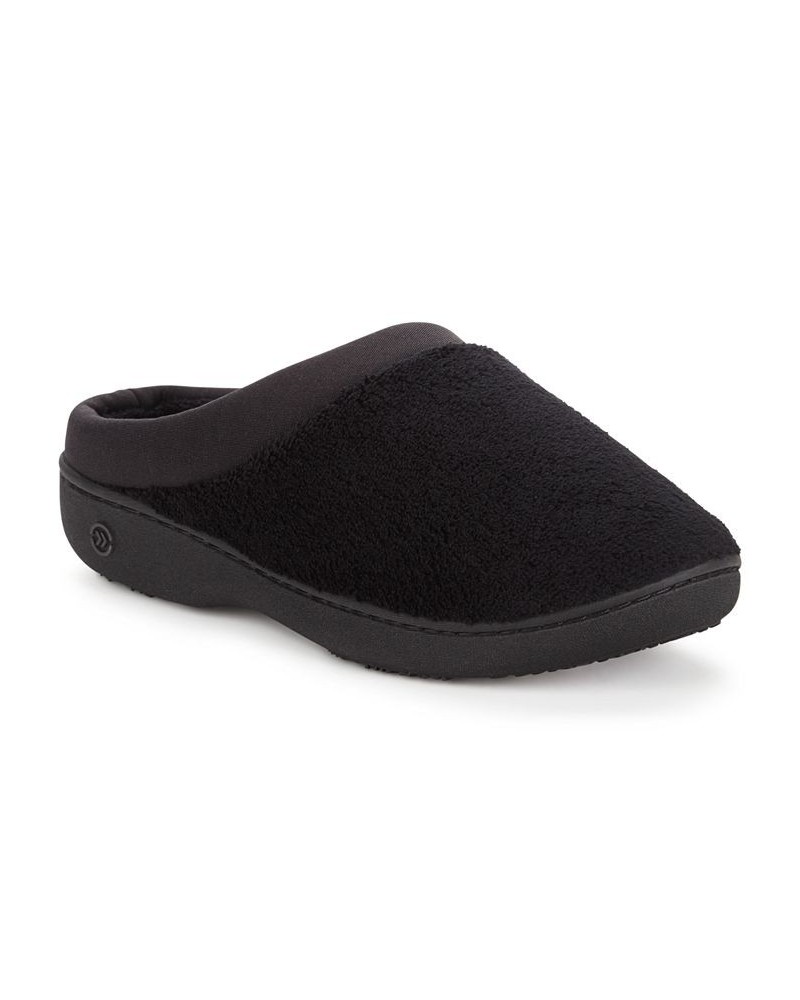 Microterry Pillowstep Slippers with Satin Trim Black $22.00 Shoes