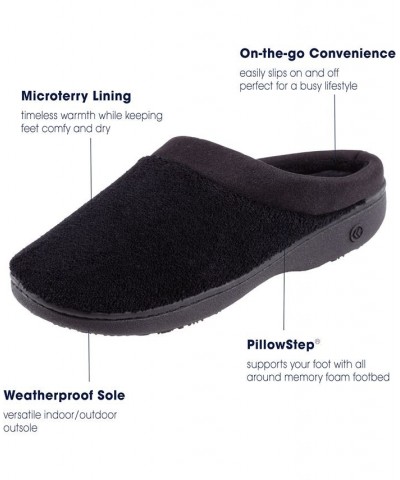 Microterry Pillowstep Slippers with Satin Trim Black $22.00 Shoes