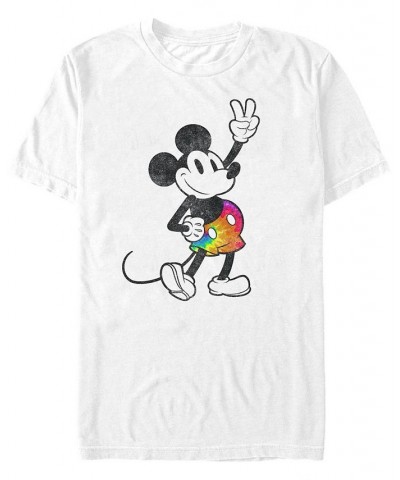 Men's Tie Dye Mickey Short Sleeve Crew T-shirt White $17.84 T-Shirts