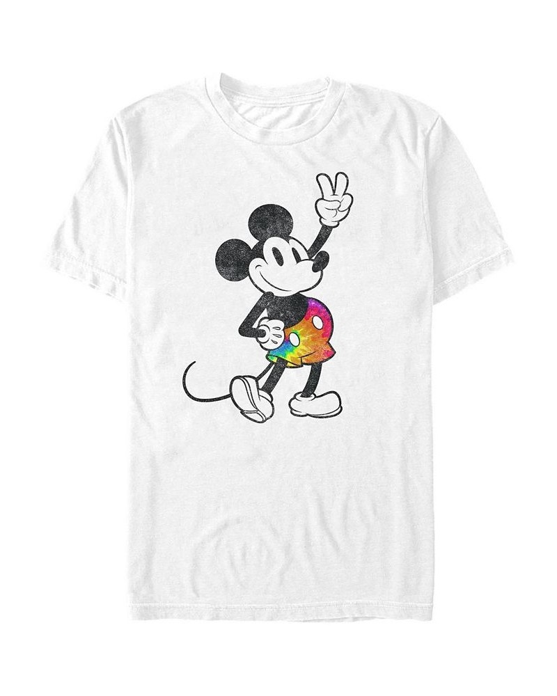 Men's Tie Dye Mickey Short Sleeve Crew T-shirt White $17.84 T-Shirts