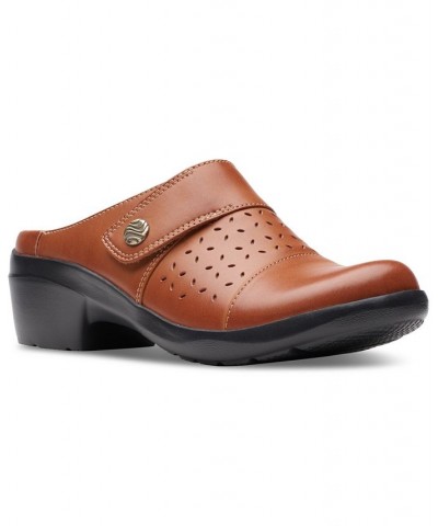 Women's Angie Maye Perfed Strapped Comfort Clogs Brown $44.10 Shoes