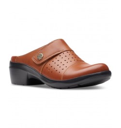 Women's Angie Maye Perfed Strapped Comfort Clogs Brown $44.10 Shoes