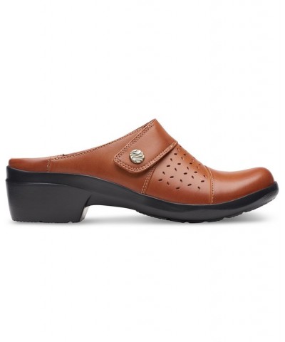 Women's Angie Maye Perfed Strapped Comfort Clogs Brown $44.10 Shoes