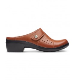 Women's Angie Maye Perfed Strapped Comfort Clogs Brown $44.10 Shoes