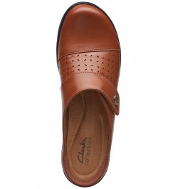 Women's Angie Maye Perfed Strapped Comfort Clogs Brown $44.10 Shoes