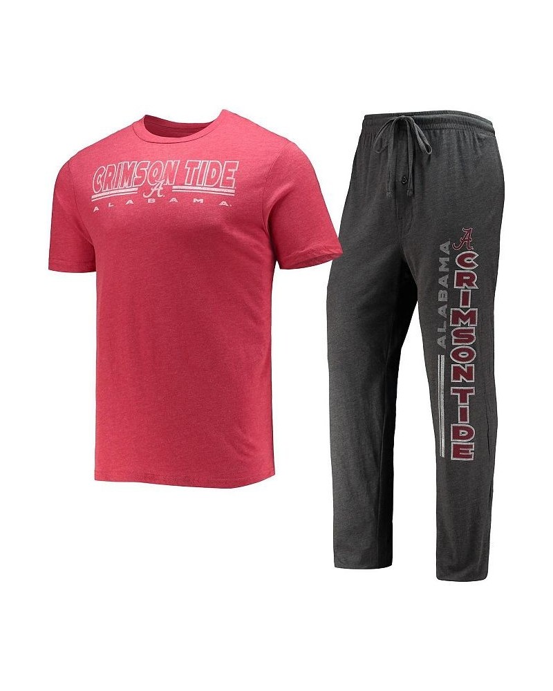 Men's Heathered Charcoal, Crimson Alabama Crimson Tide Meter T-shirt and Pants Sleep Set $32.90 Pajama