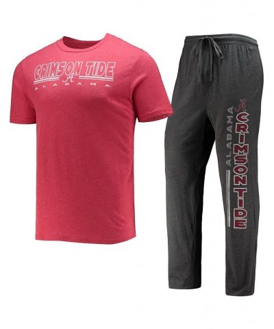 Men's Heathered Charcoal, Crimson Alabama Crimson Tide Meter T-shirt and Pants Sleep Set $32.90 Pajama