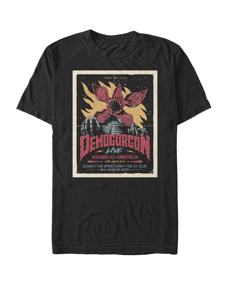 Men's Stranger Things Gig Poster Short Sleeve T-shirt Black $20.64 T-Shirts