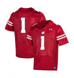 Men's 1 Red Wisconsin Badgers Premier Football Jersey $50.70 Jersey