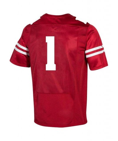 Men's 1 Red Wisconsin Badgers Premier Football Jersey $50.70 Jersey