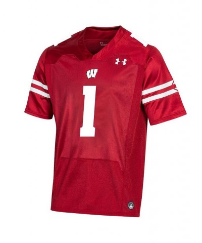 Men's 1 Red Wisconsin Badgers Premier Football Jersey $50.70 Jersey