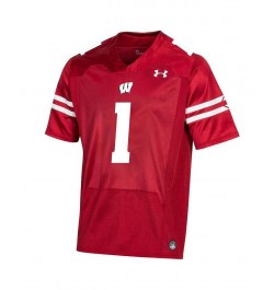 Men's 1 Red Wisconsin Badgers Premier Football Jersey $50.70 Jersey