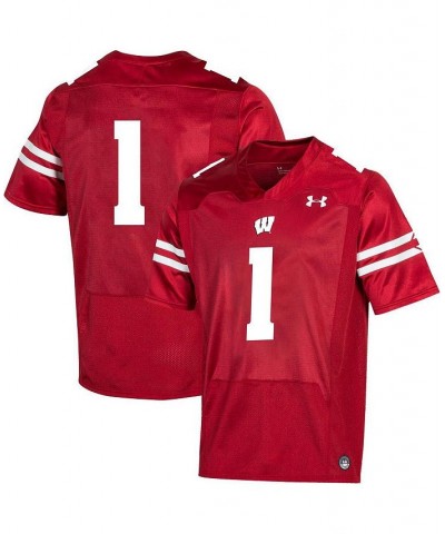 Men's 1 Red Wisconsin Badgers Premier Football Jersey $50.70 Jersey