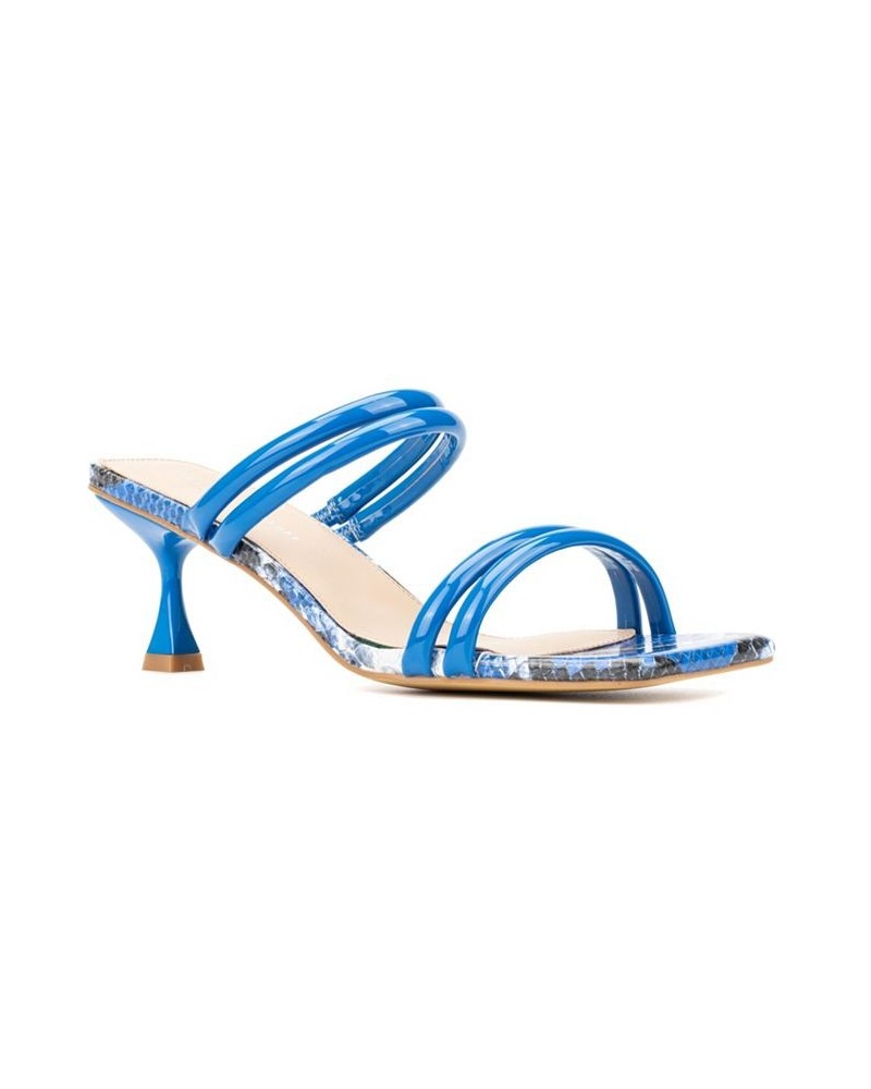 Women's Lanna Wide Width Heels Sandals Blue $32.11 Shoes