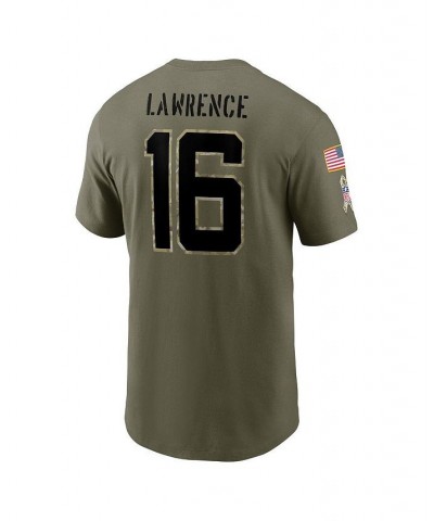 Men's Trevor Lawrence Olive Jacksonville Jaguars 2022 Salute To Service Name and Number T-shirt $28.59 T-Shirts