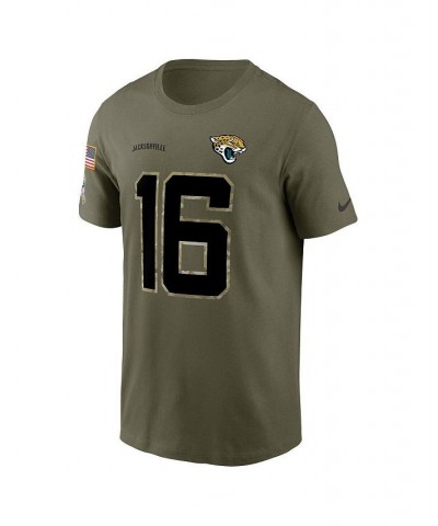 Men's Trevor Lawrence Olive Jacksonville Jaguars 2022 Salute To Service Name and Number T-shirt $28.59 T-Shirts