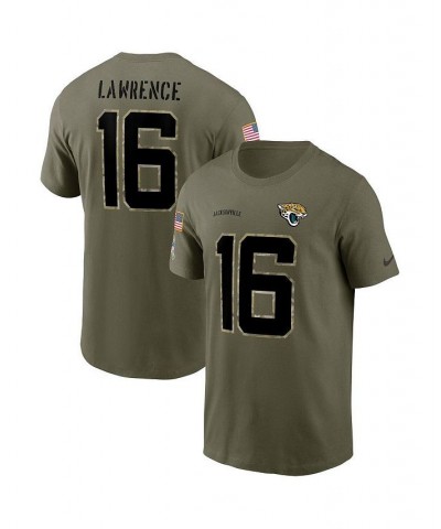 Men's Trevor Lawrence Olive Jacksonville Jaguars 2022 Salute To Service Name and Number T-shirt $28.59 T-Shirts