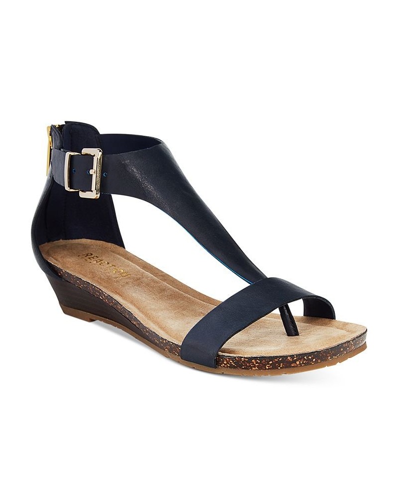 Women's Great Gal Wedge Sandals Navy $43.45 Shoes