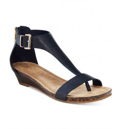 Women's Great Gal Wedge Sandals Navy $43.45 Shoes