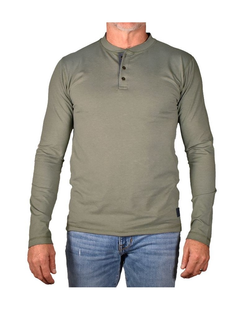 Men's Modern Fit Stretch Jersey Henley T-shirt Green $29.70 T-Shirts