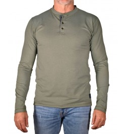 Men's Modern Fit Stretch Jersey Henley T-shirt Green $29.70 T-Shirts