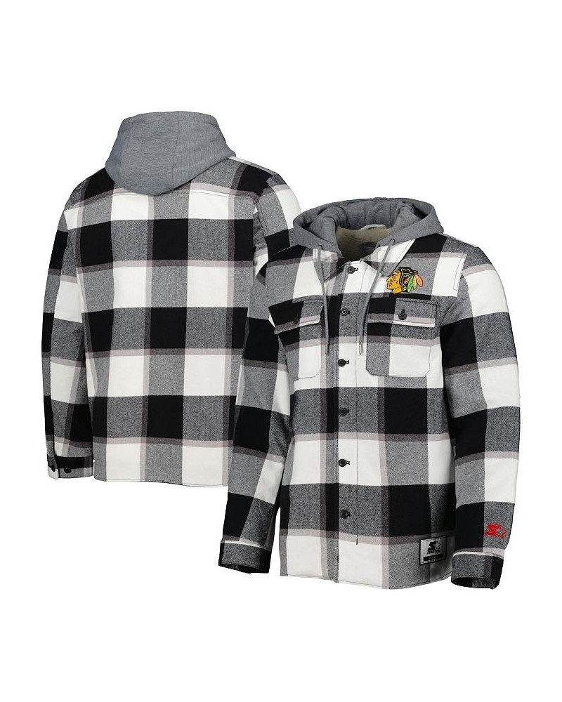 Men's Black Chicago Blackhawks Big Joe Lined Flannel Full-Zip Hoodie $70.50 Sweatshirt