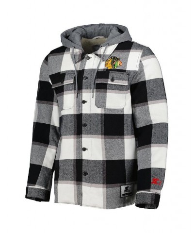 Men's Black Chicago Blackhawks Big Joe Lined Flannel Full-Zip Hoodie $70.50 Sweatshirt