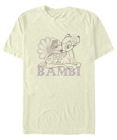 Men's Bambi Simple Flowers Short Sleeve T-Shirt Tan/Beige $16.45 T-Shirts