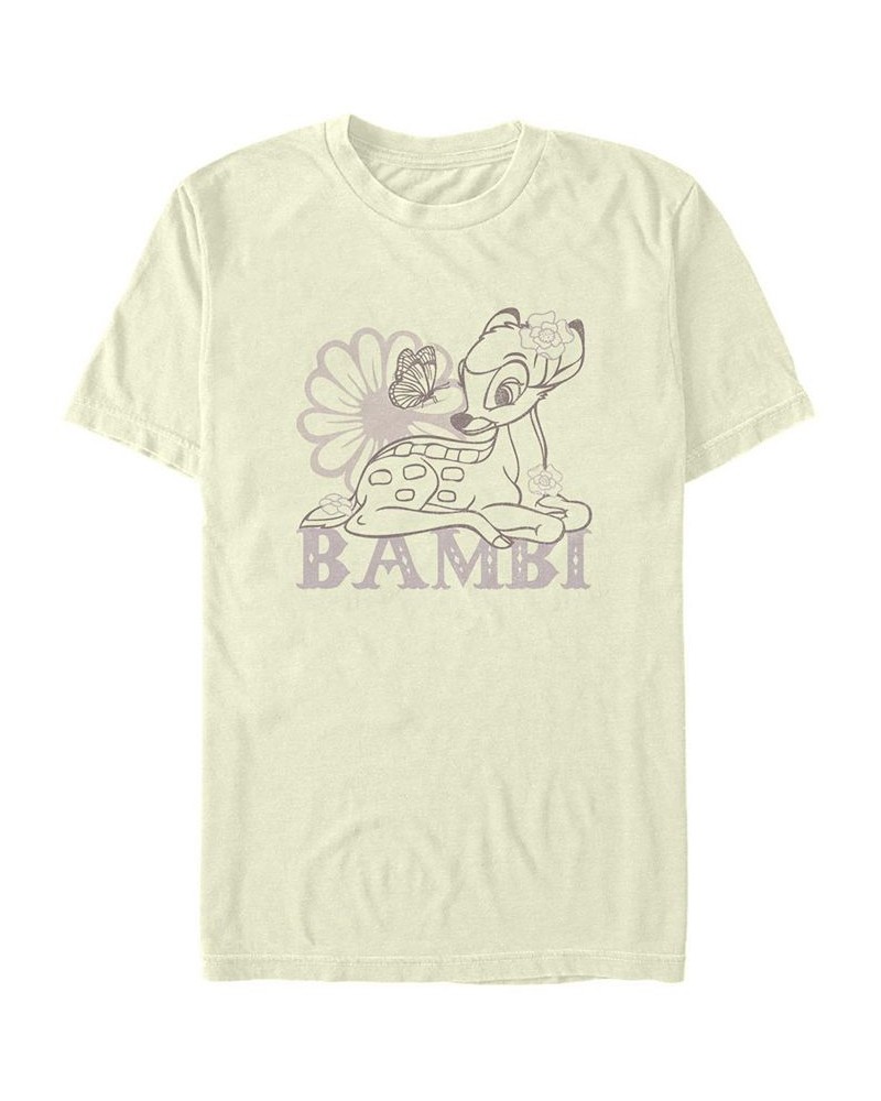 Men's Bambi Simple Flowers Short Sleeve T-Shirt Tan/Beige $16.45 T-Shirts