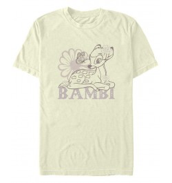 Men's Bambi Simple Flowers Short Sleeve T-Shirt Tan/Beige $16.45 T-Shirts