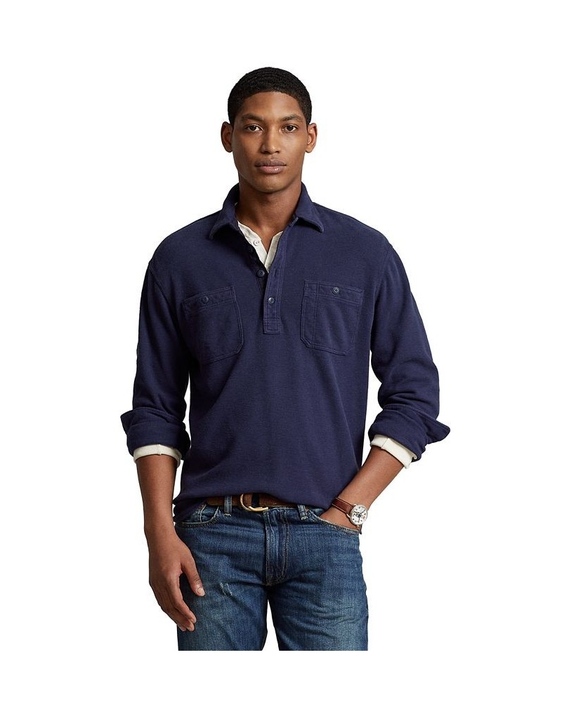 Men's Classic-Fit Moleskin Popover Shirt Blue $42.70 Shirts