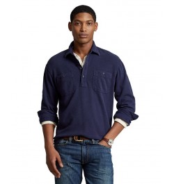 Men's Classic-Fit Moleskin Popover Shirt Blue $42.70 Shirts