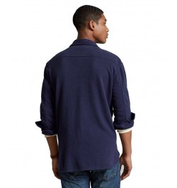 Men's Classic-Fit Moleskin Popover Shirt Blue $42.70 Shirts