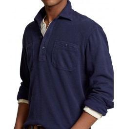 Men's Classic-Fit Moleskin Popover Shirt Blue $42.70 Shirts