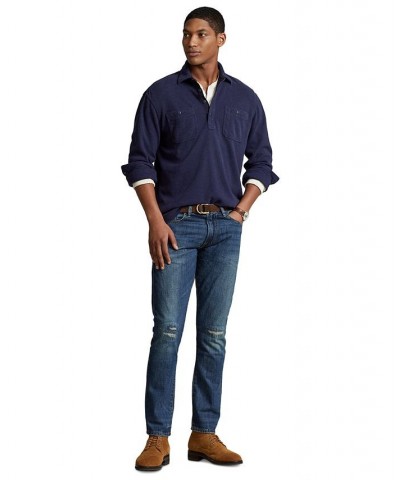 Men's Classic-Fit Moleskin Popover Shirt Blue $42.70 Shirts