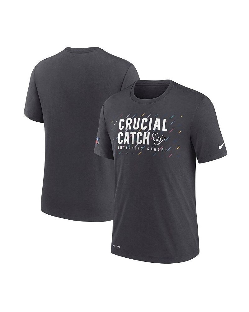 Men's Charcoal Houston Texans 2021 NFL Crucial Catch Performance T-shirt $14.40 T-Shirts