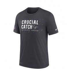 Men's Charcoal Houston Texans 2021 NFL Crucial Catch Performance T-shirt $14.40 T-Shirts