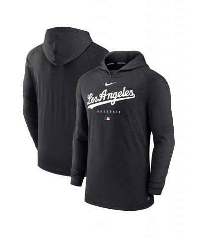 Men's Heather Black Los Angeles Dodgers Authentic Collection Early Work Tri-Blend Performance Pullover Hoodie $38.40 Sweatshirt