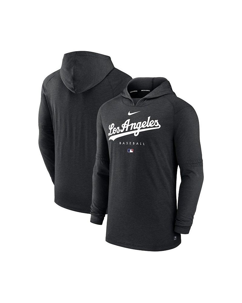 Men's Heather Black Los Angeles Dodgers Authentic Collection Early Work Tri-Blend Performance Pullover Hoodie $38.40 Sweatshirt