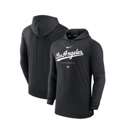 Men's Heather Black Los Angeles Dodgers Authentic Collection Early Work Tri-Blend Performance Pullover Hoodie $38.40 Sweatshirt