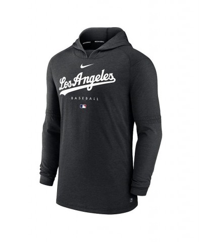 Men's Heather Black Los Angeles Dodgers Authentic Collection Early Work Tri-Blend Performance Pullover Hoodie $38.40 Sweatshirt