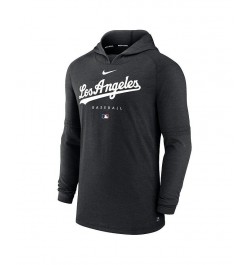 Men's Heather Black Los Angeles Dodgers Authentic Collection Early Work Tri-Blend Performance Pullover Hoodie $38.40 Sweatshirt