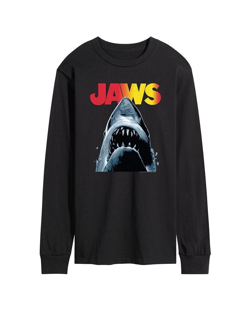 Men's Jaws Long Sleeve T-shirt Black $17.64 T-Shirts