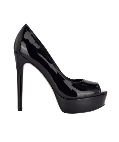 Women's Cacei Peep Toe Platform Pumps Black $25.27 Shoes