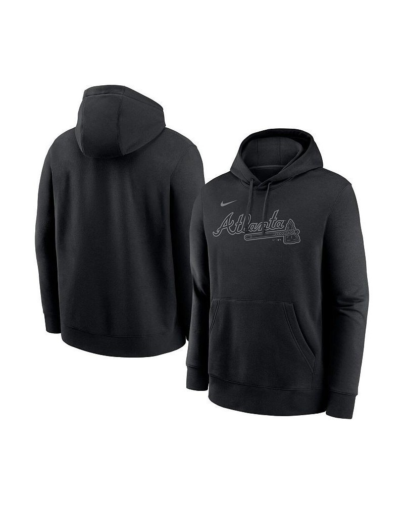 Men's Atlanta Braves Pitch Black Wordmark Club Fleece Pullover Hoodie $35.70 Sweatshirt