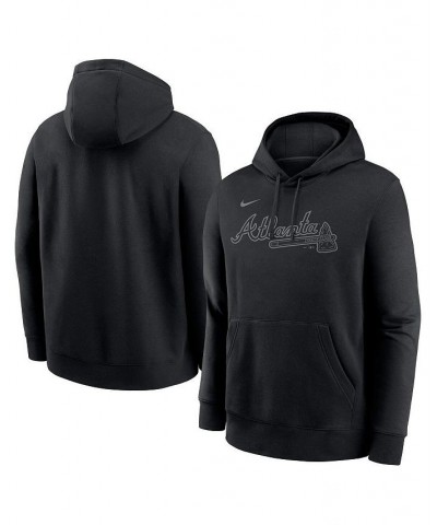 Men's Atlanta Braves Pitch Black Wordmark Club Fleece Pullover Hoodie $35.70 Sweatshirt