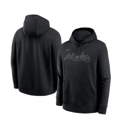 Men's Atlanta Braves Pitch Black Wordmark Club Fleece Pullover Hoodie $35.70 Sweatshirt