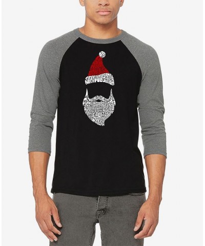 Men's Raglan Baseball Santa Claus Word Art T-shirt Gray, Black $22.50 T-Shirts