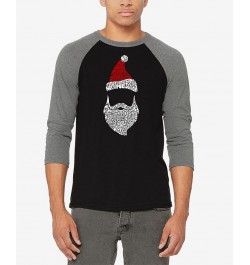 Men's Raglan Baseball Santa Claus Word Art T-shirt Gray, Black $22.50 T-Shirts