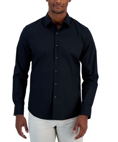 Men's Modern Classic-Fit Stretch Solid Button-Down Shirt Deep Black $12.80 Shirts